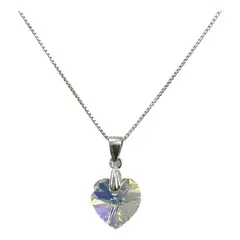 GENERICO - Collar Corazón Swarovski Cadena Veneciana Plata 925 + Caja