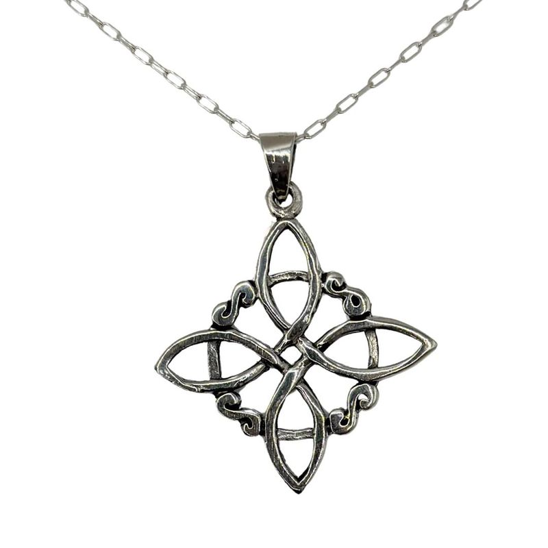 GENERICO - Collar Cadena Nudo De Bruja Plata Ley 925 +caja 50 Cm