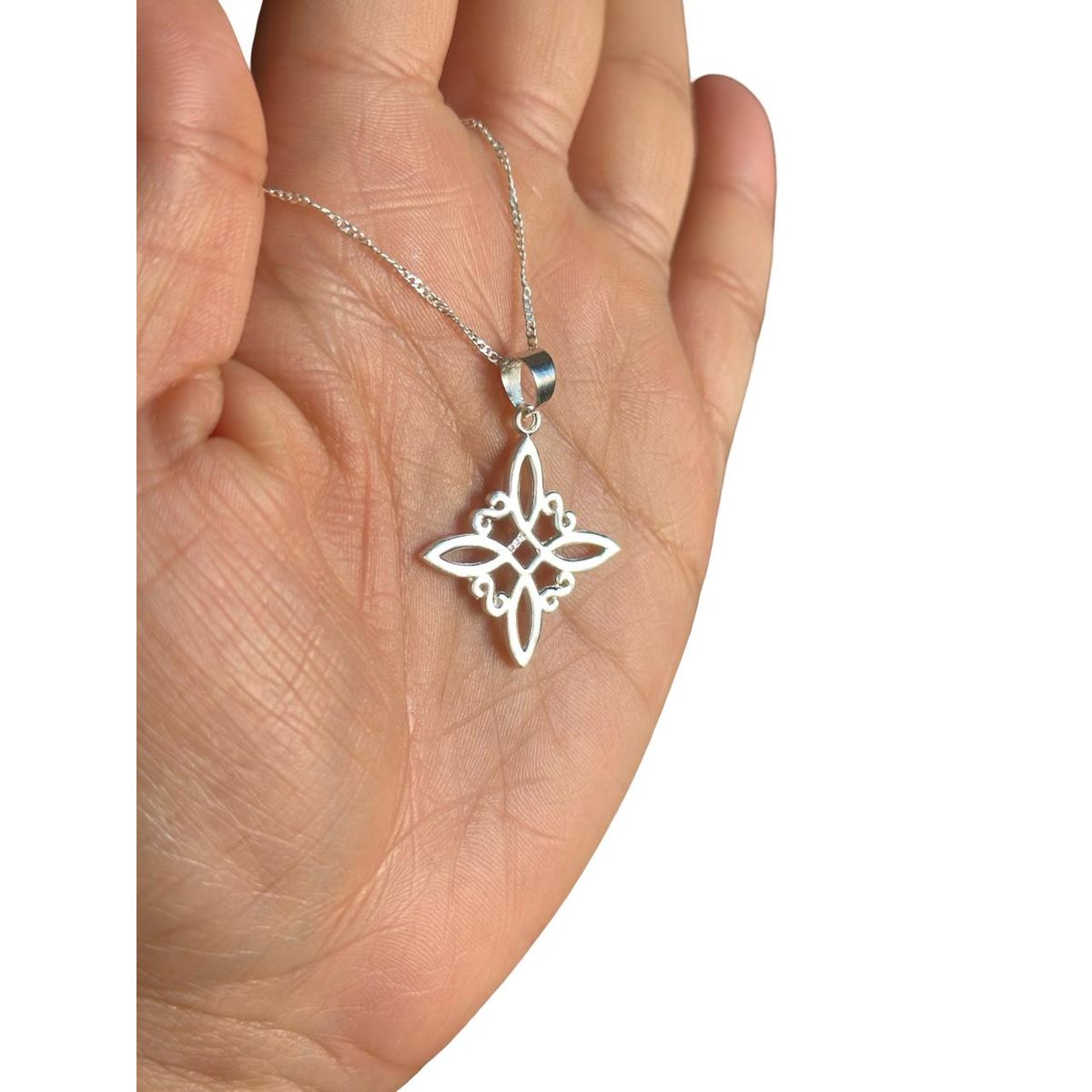 GENERICO - Collar Dije Nudo De Bruja Singapur  Plata 925 +caja