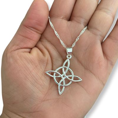 Imagen 2 del producto Collar Dije Nudo De Bruja Singapur Plata 925 +caja