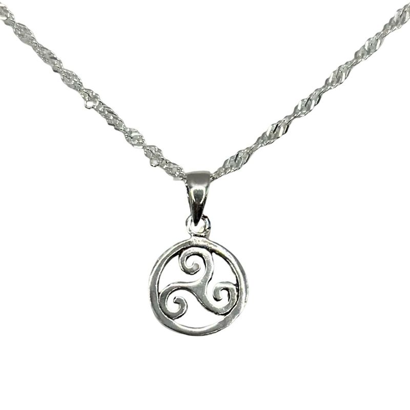 GENERICO - Collar Dije Celta Trisquel Triple Espiral Plata 925 + Caja