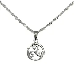 GENERICO - Collar Dije Celta Trisquel Triple Espiral Plata 925 + Caja