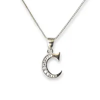 Collar Letra C Circones Plata Italiana 925 +caja Regalo