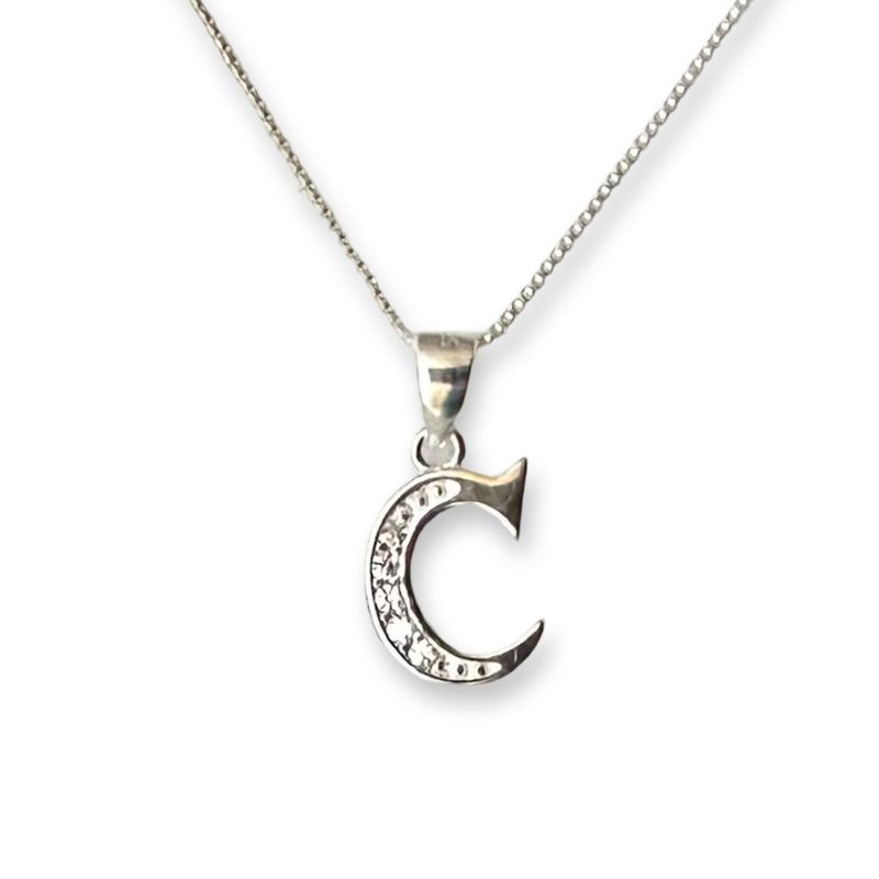 GENERICO - Collar Letra C Circones Plata Italiana 925 +caja Regalo