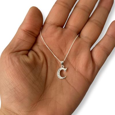 Imagen 2 del producto Collar Letra C Circones Plata Italiana 925 +caja Regalo