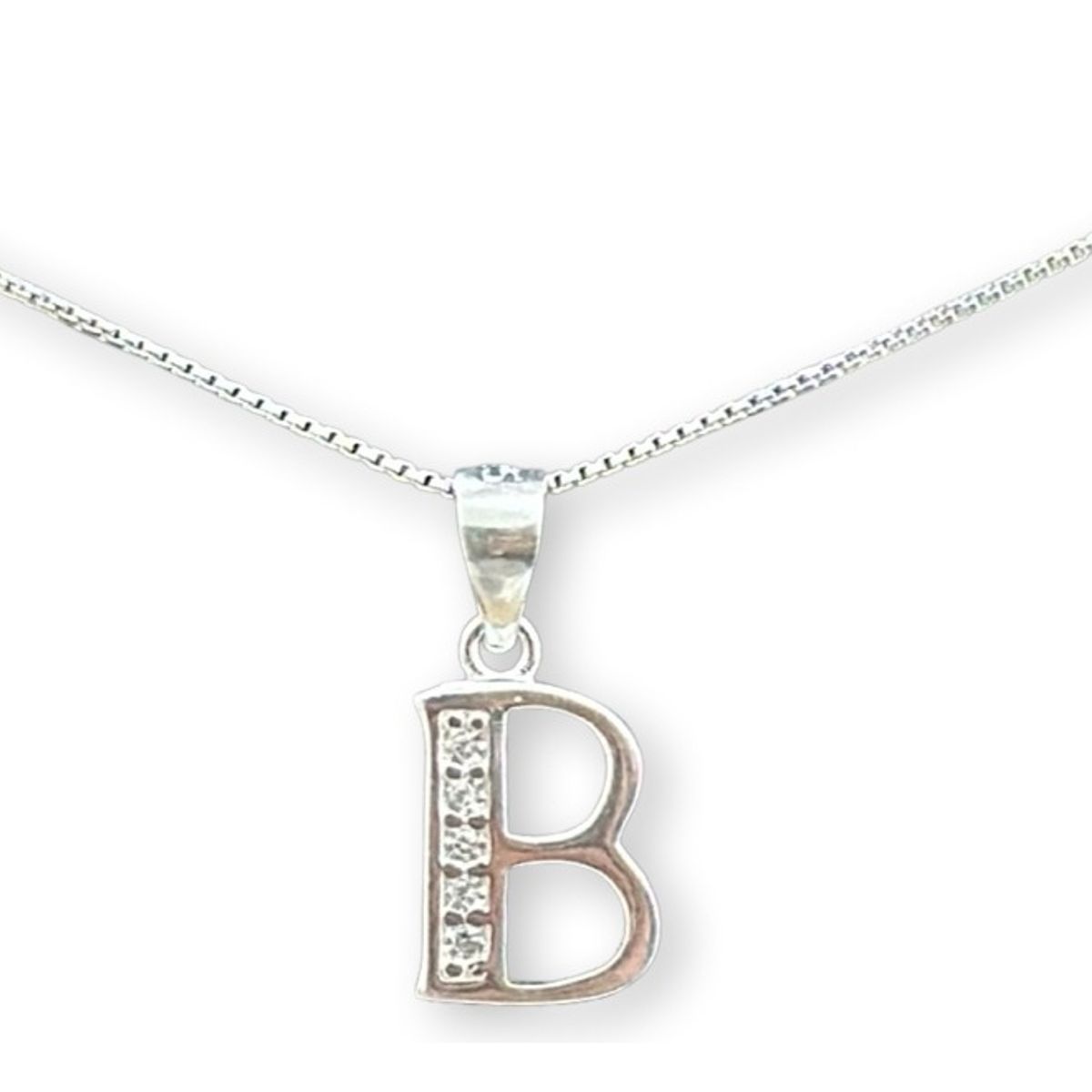 GENERICO - Collar Cadena Letra B Circones  Plata Italiana 925 Mas Caja
