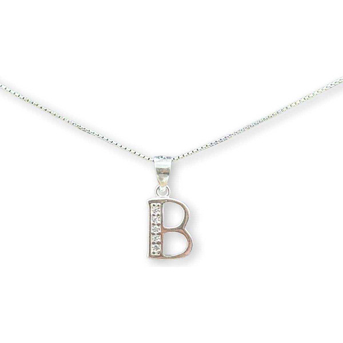 GENERICO - Collar Cadena Letra B Circones  Plata Italiana 925 Mas Caja