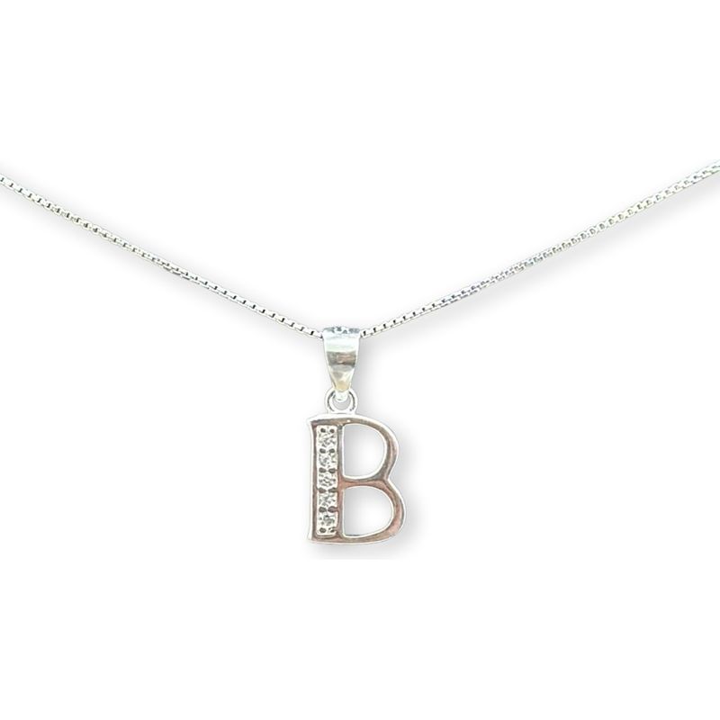 GENERICO - Collar Cadena Letra B Circones  Plata Italiana 925 Mas Caja