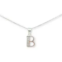 GENERICO - Collar Cadena Letra B Circones Plata Italiana 925 Mas Caja