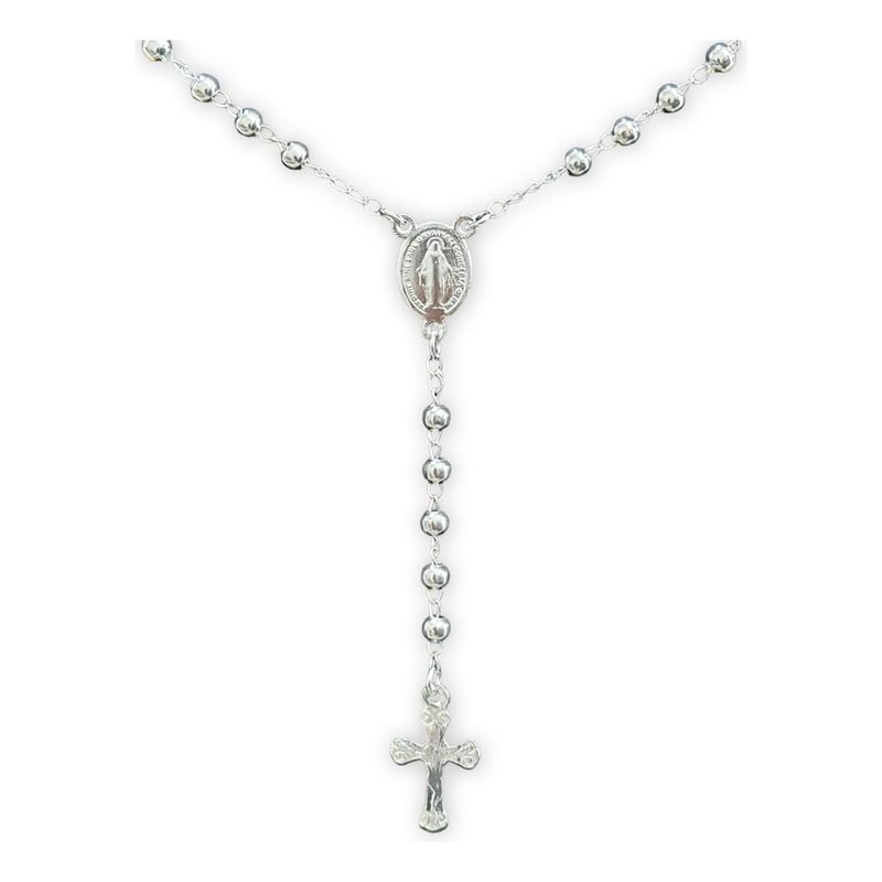 GENERICO - Collar Rosario Cruz Virgen 50 Cm Plata Italiana 925 Mas Caja