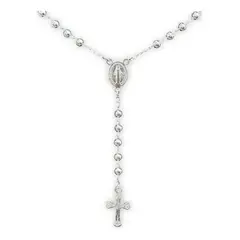 GENERICO - Collar Rosario Cruz Virgen 50 Cm Plata Italiana 925 Mas Caja