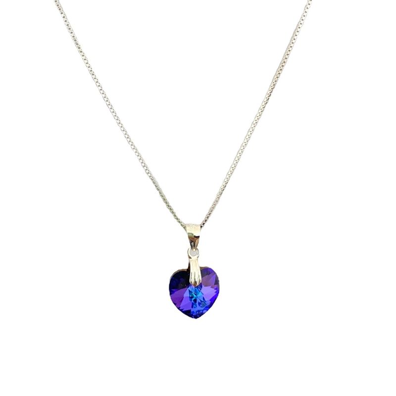 GENERICO - Collar Colgante Corazón Cristal Swarovski Azul Plata 925