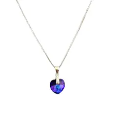 GENERICO - Collar Colgante Corazón Cristal Swarovski Azul Plata 925
