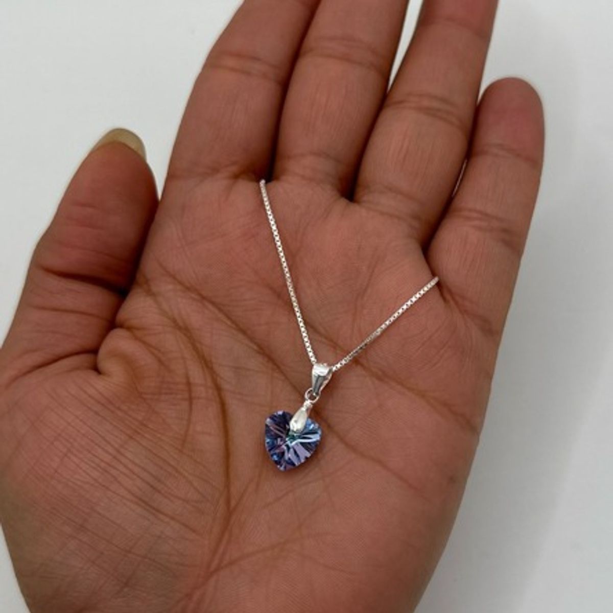 GENERICO - Collar Colgante Corazón Cristal Swarovski Azul Plata 925