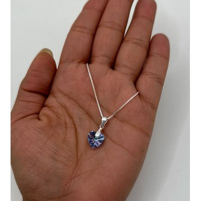 Imagen 2 del producto Collar Colgante Corazón Cristal Swarovski Azul Plata 925