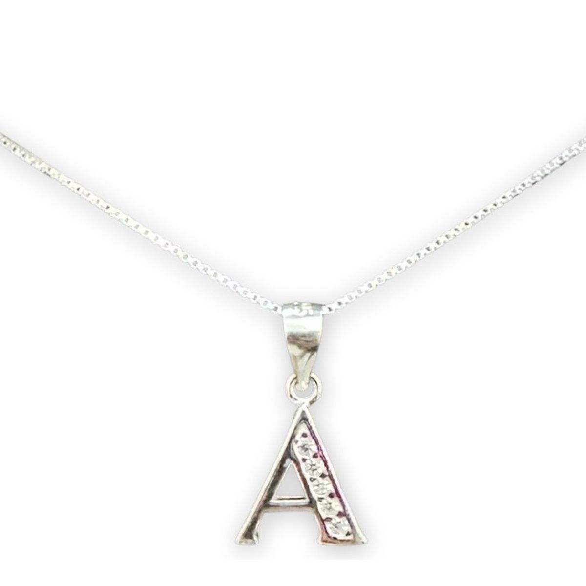 GENERICO - Collar Letra A Circones Juvenil Plata 925 Mas Caja Regalo