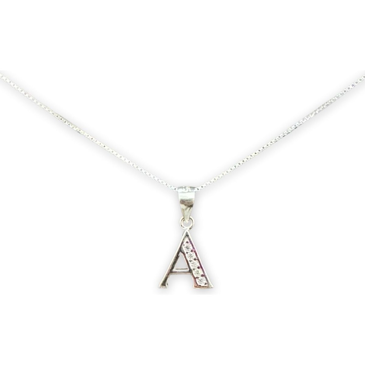 GENERICO - Collar Letra A Circones Juvenil Plata 925 Mas Caja Regalo