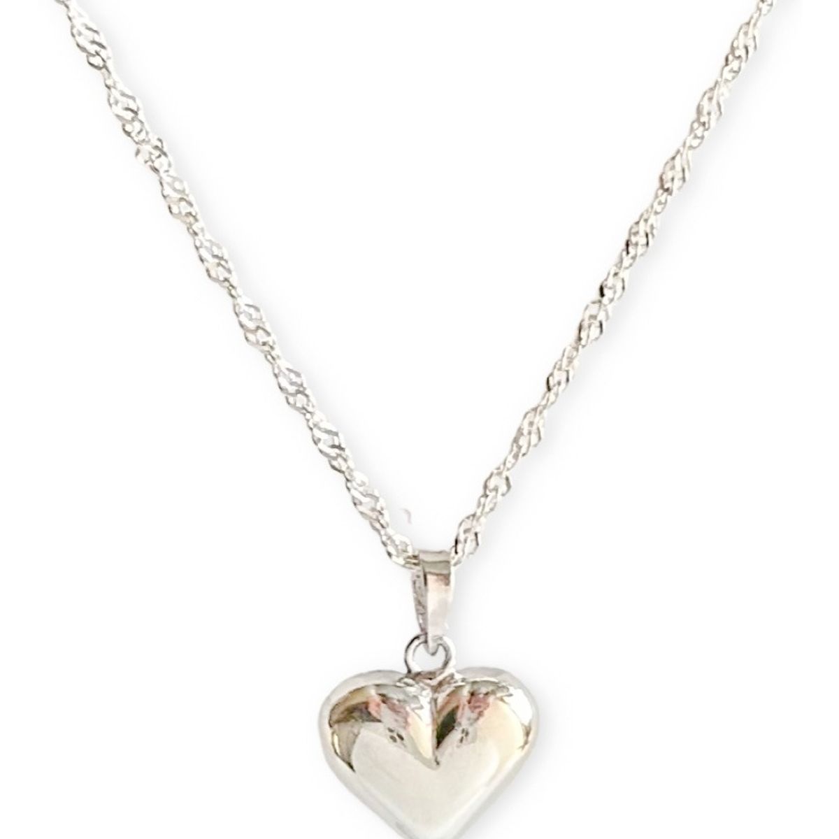 GENERICO - Conjunto Collar Singapur Colgante Corazón Plata Italiana 925