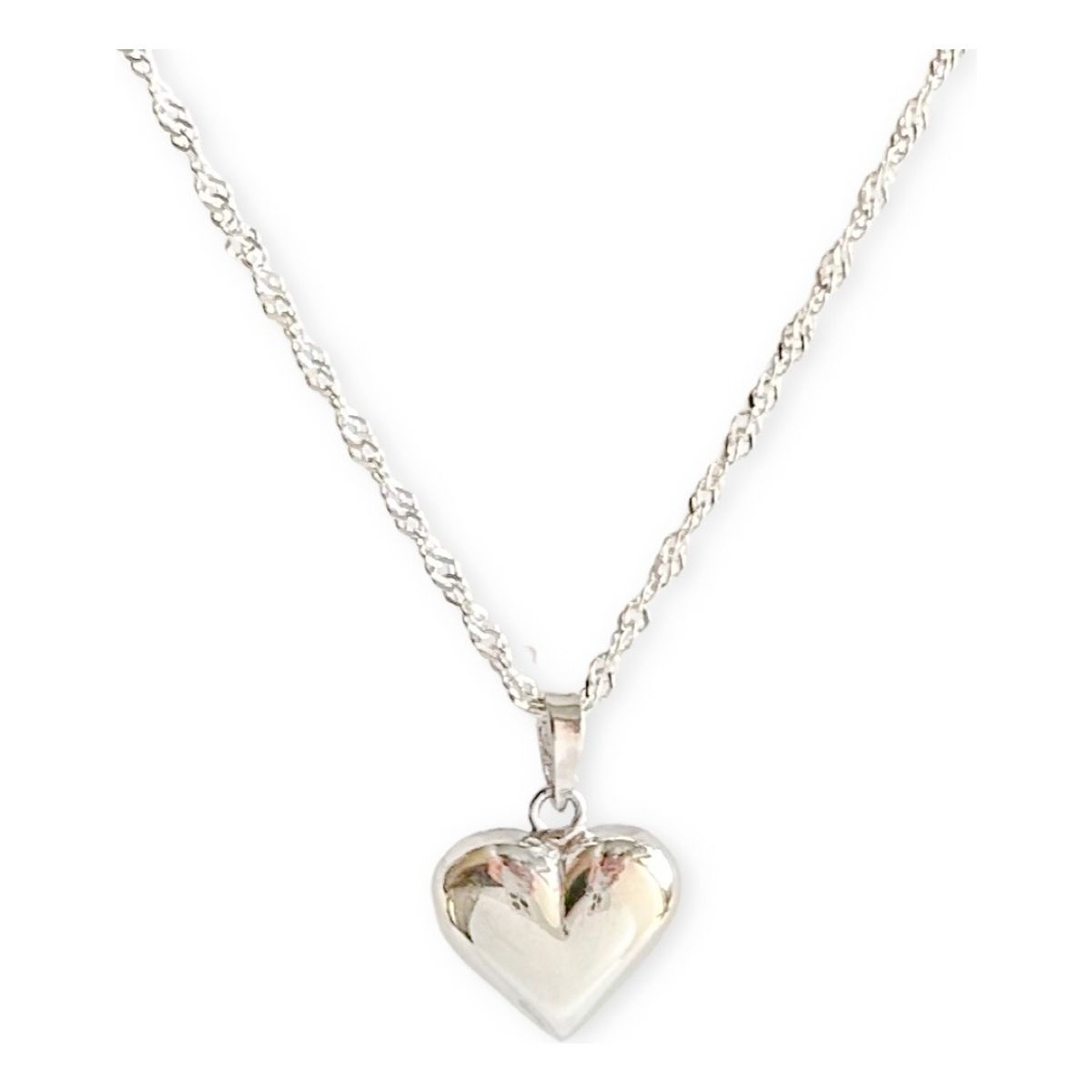 GENERICO - Conjunto Collar Singapur Colgante Corazón Plata Italiana 925