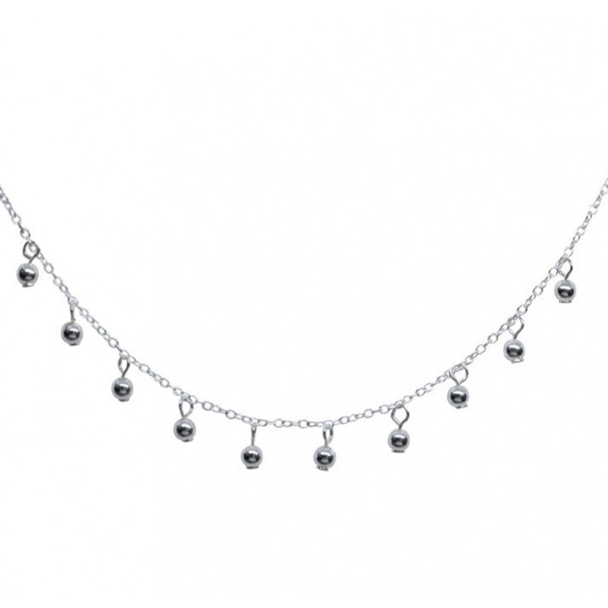 GENERICO - Collar Esferas Pelotitas Bolitas Colgantes Plata Ley 925