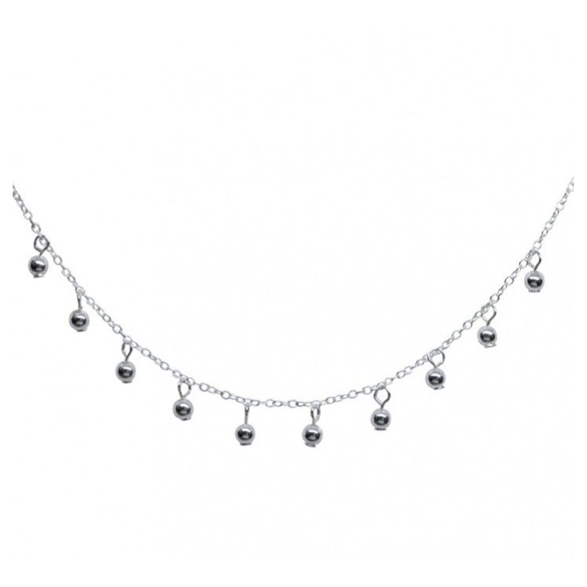 GENERICO - Collar Esferas Pelotitas Bolitas Colgantes Plata Ley 925