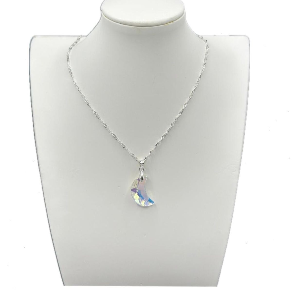 GENERICO - Collar Media Luna Cristal Swarovski Tornasol Plata Ley 925