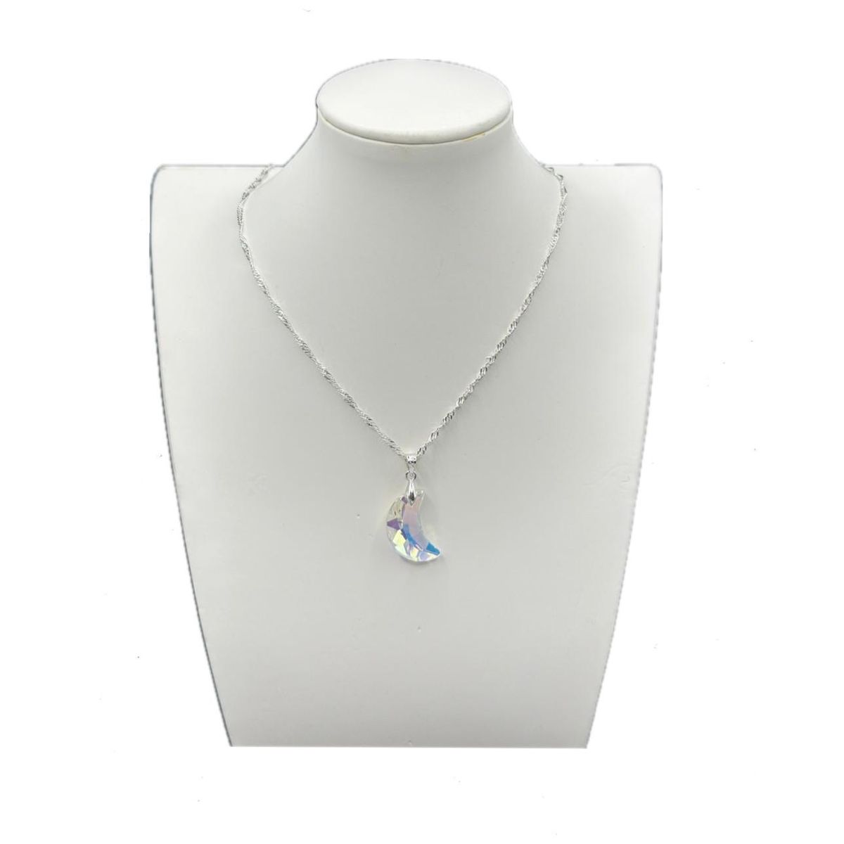 GENERICO - Collar Media Luna Cristal Swarovski Tornasol Plata Ley 925