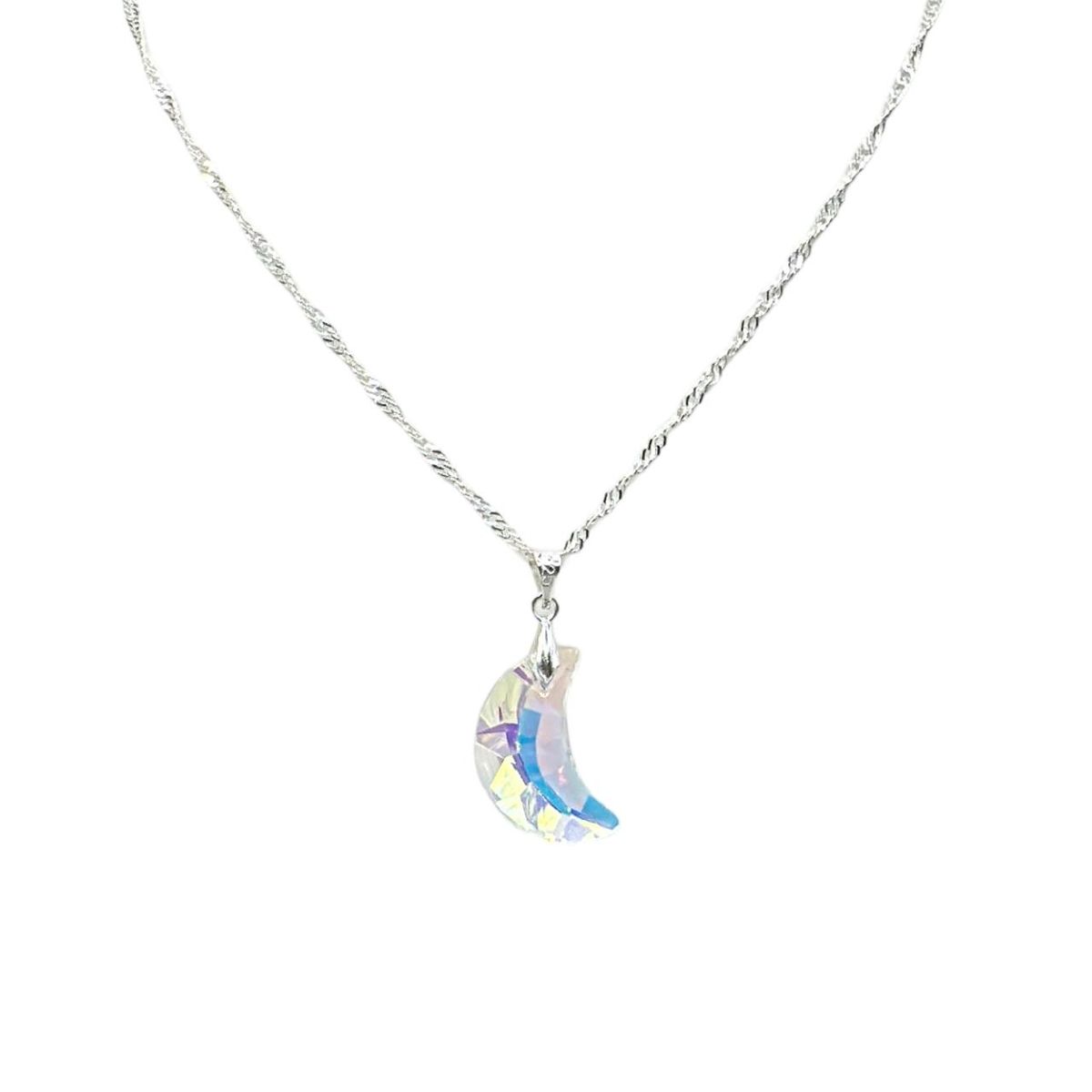 GENERICO - Collar Media Luna Cristal Swarovski Tornasol Plata Ley 925