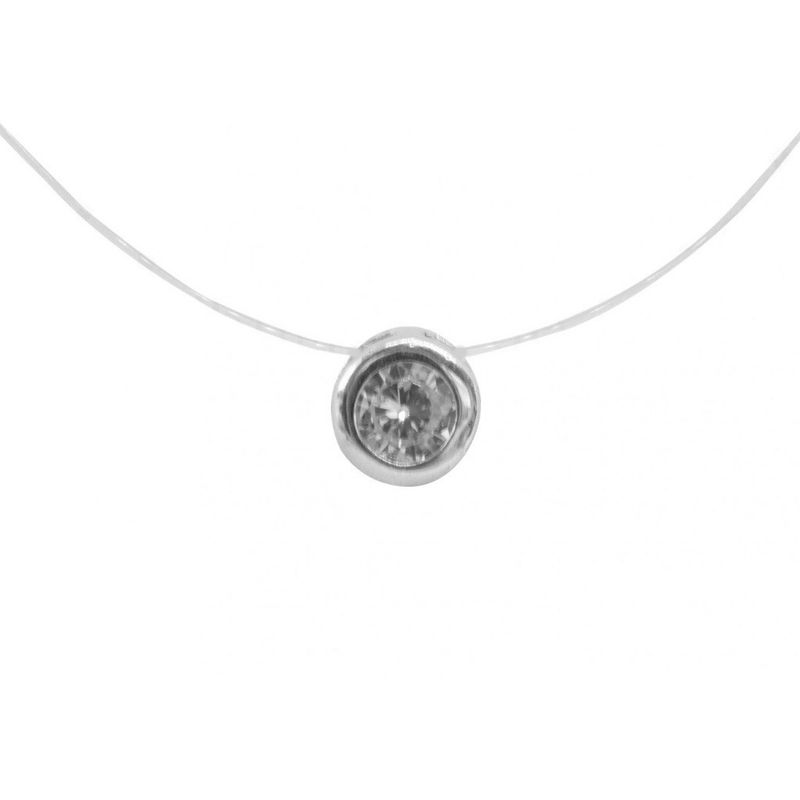 GENERICO - Collar Dama Invisible Punto De Luz Plata Fina Ley 925 40cm