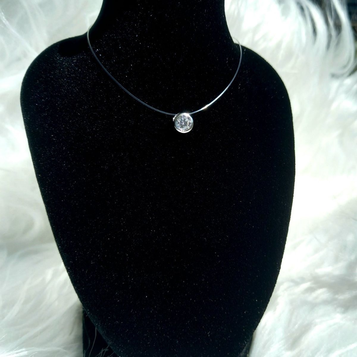 GENERICO - Collar Dama Invisible Punto De Luz Plata Fina Ley 925 40cm