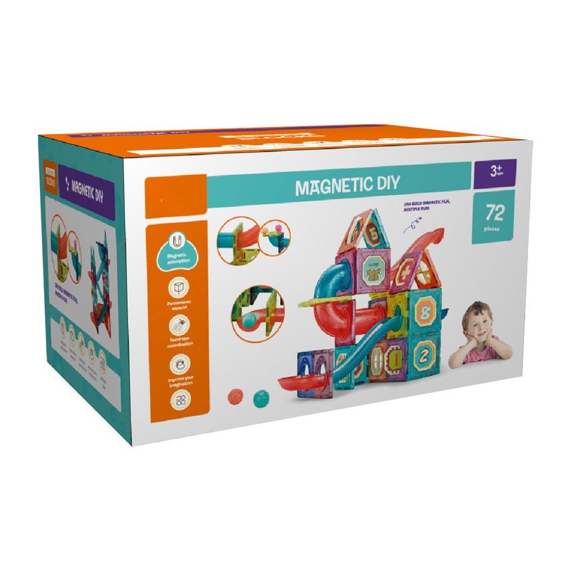 MAGNETICS - Bloques Magneticos con Toboganes 72 Piezas