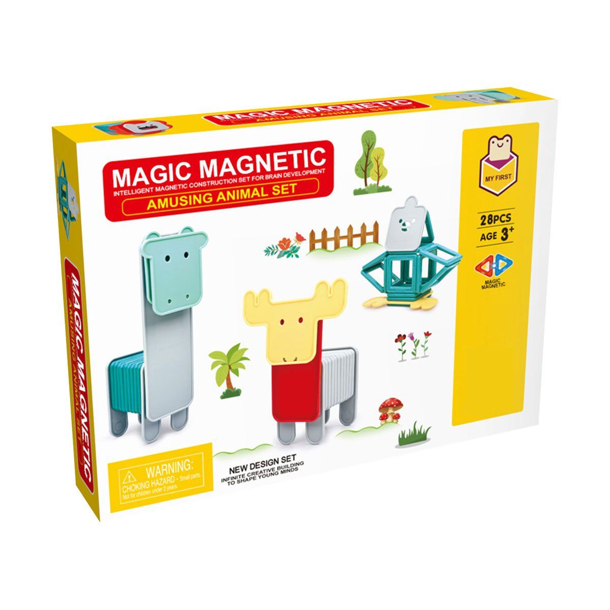 MAGNETICS - Bloques Magnéticos Mini Animales 28 Piezas