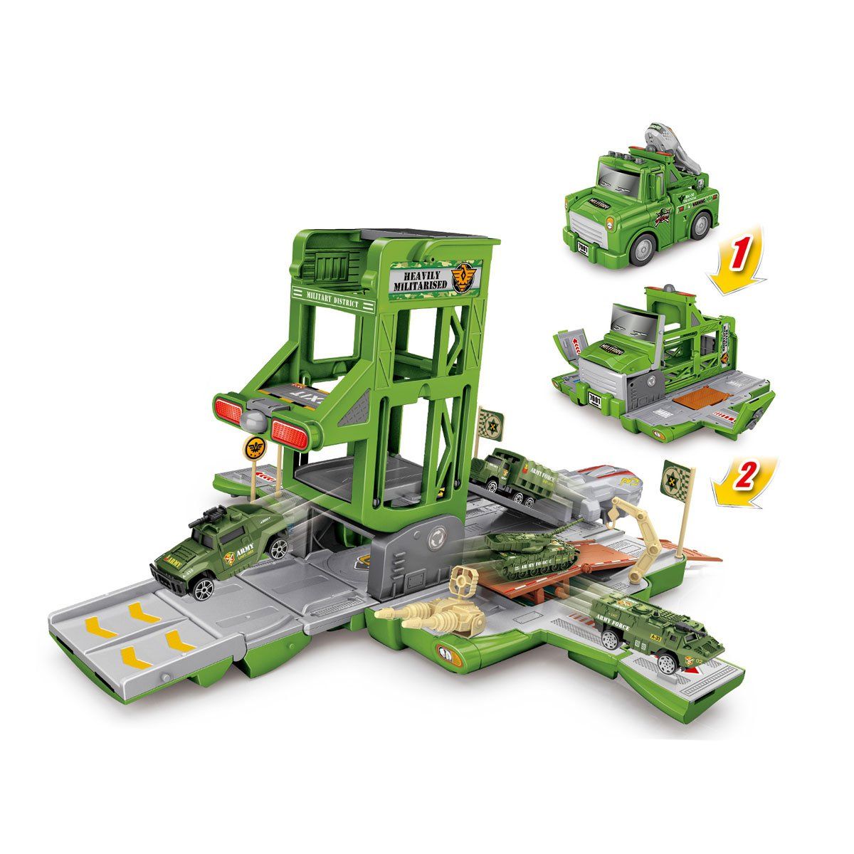 MAGNETICS - Camión Militar Transformable a Pista