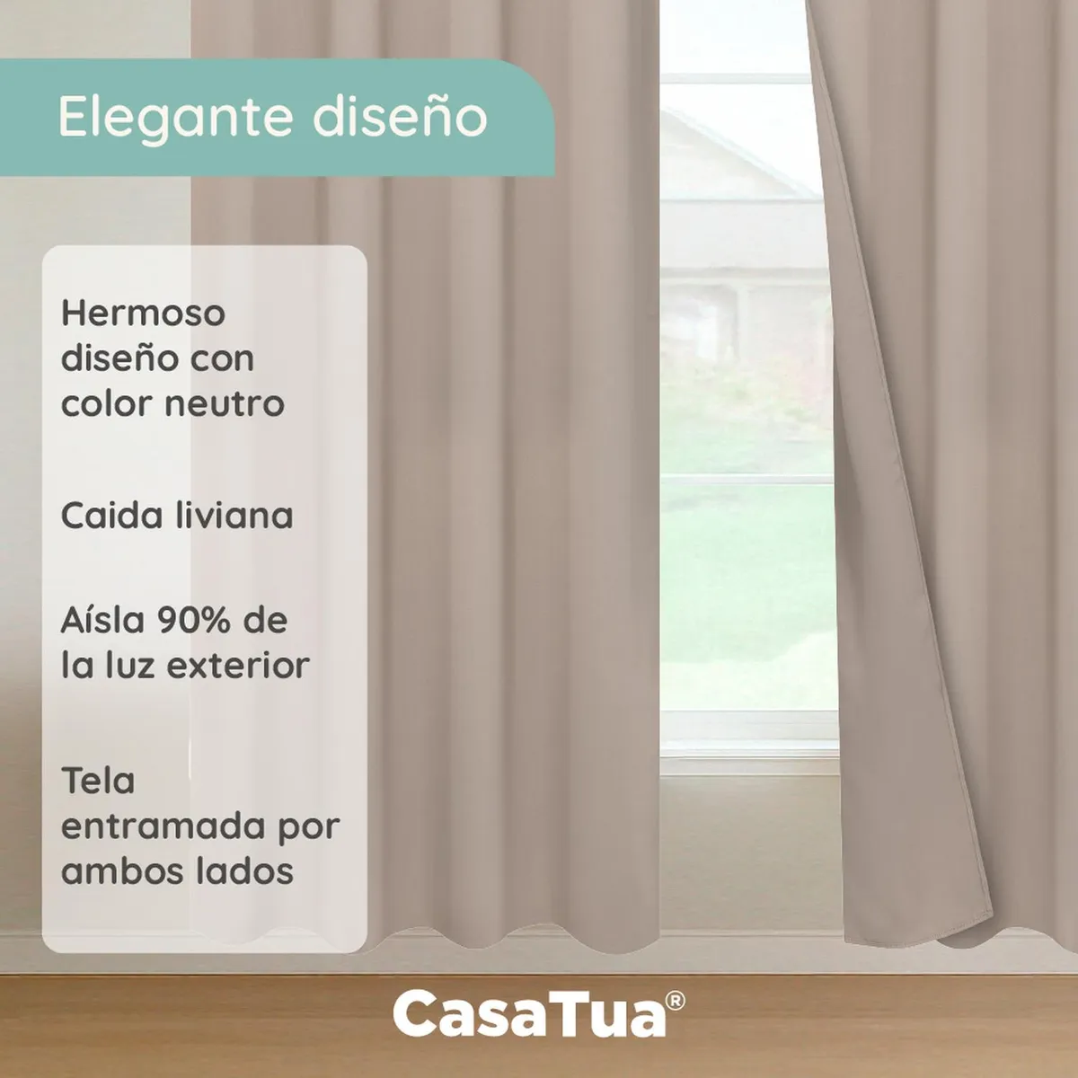 CASATUA - Cortina Semi Blackout Casatua Aislante - Beige - Talla única