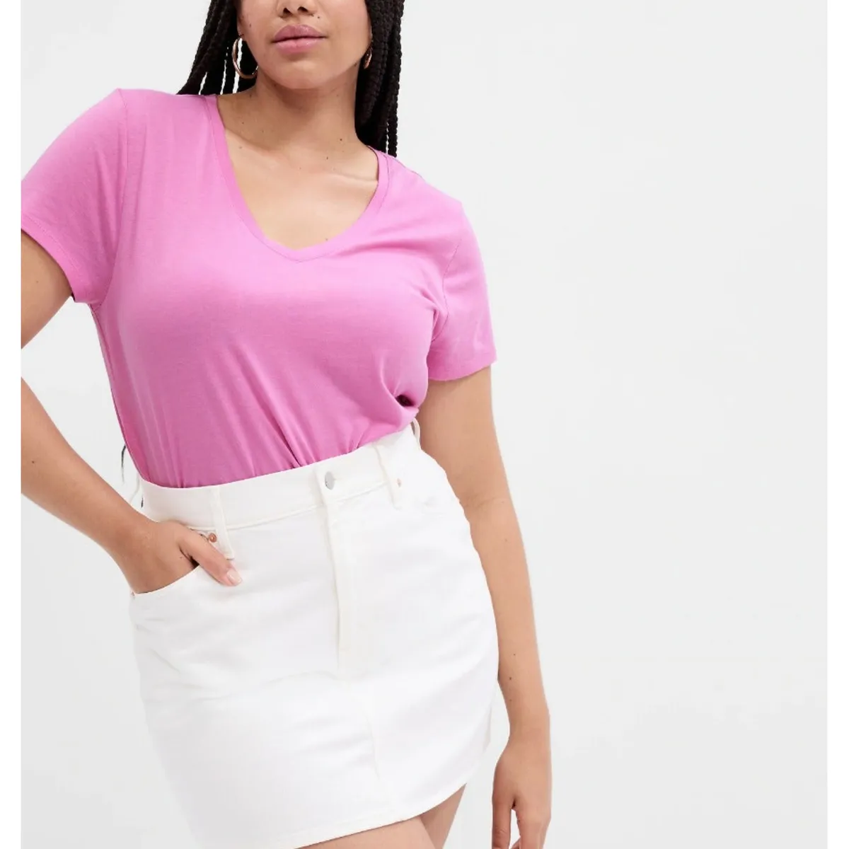 GAP - Polera Clasica Cuello V Lila GAP