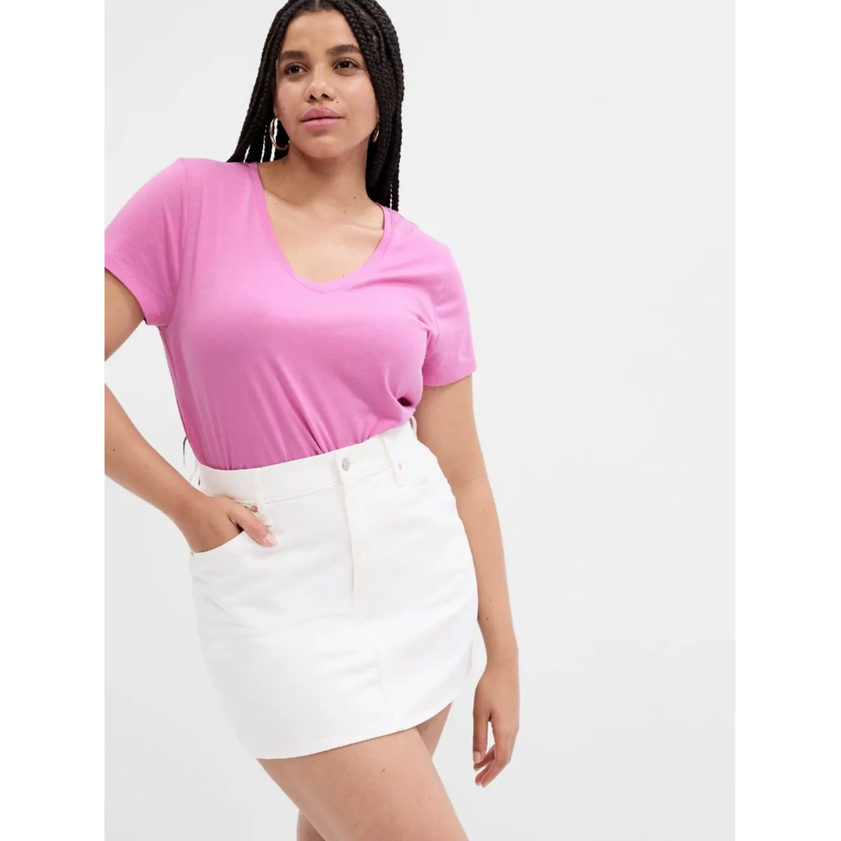 GAP - Polera Clasica Cuello V Lila GAP