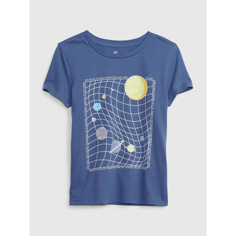 GAP - Polera Niña Gráfica Manga Corta Azul GAP