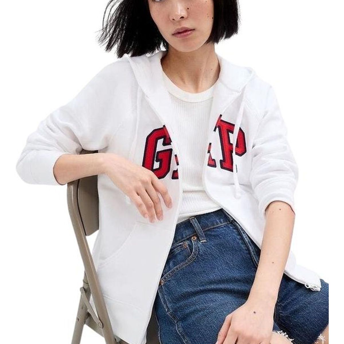 GAP - Polerón Logo Con Cierre Blanco GAP