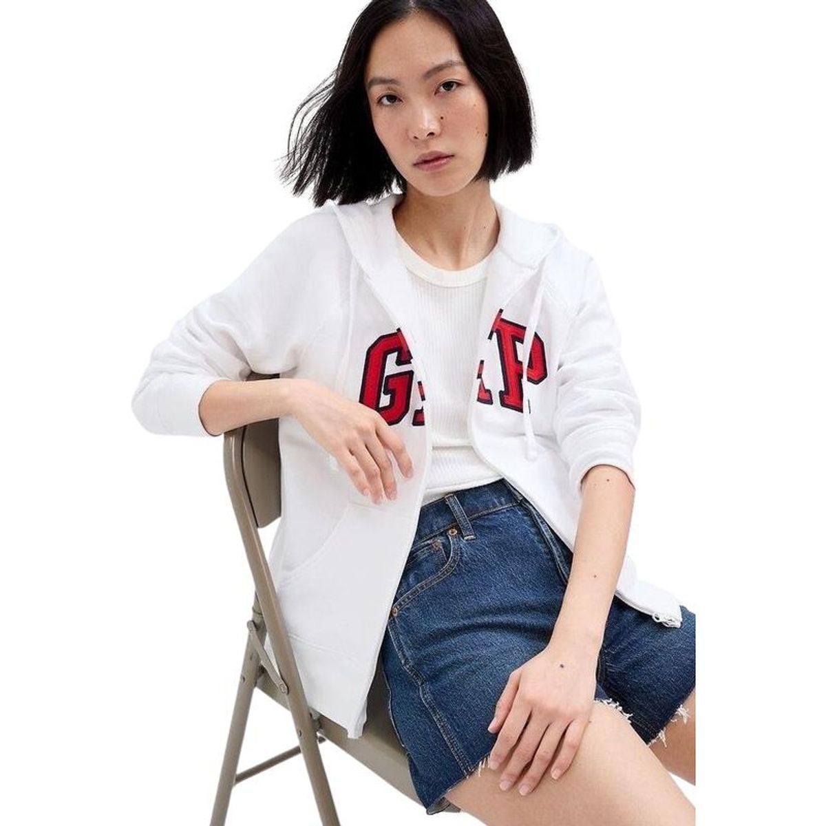 GAP - Polerón Logo Con Cierre Blanco GAP