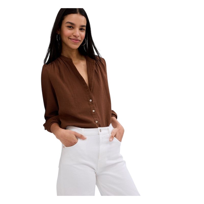 GAP - Blusa Manga Larga Café GAP
