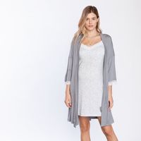 Bata Maternal Kimono Gris Maternity