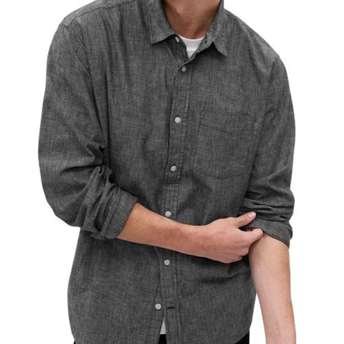 GAP - Camisa Hombre Gap Denim Gris
