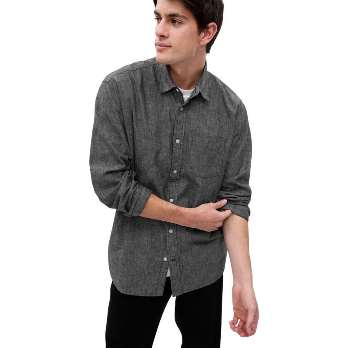 GAP - Camisa Hombre Gap Denim Gris