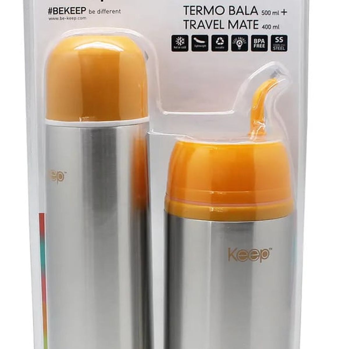 KEEP - SET TERMO BALA + TERMO TRAVEL MATE KEEP COLOR AMARILLO