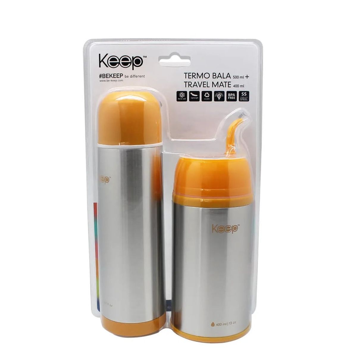 KEEP - SET TERMO BALA + TERMO TRAVEL MATE KEEP COLOR AMARILLO