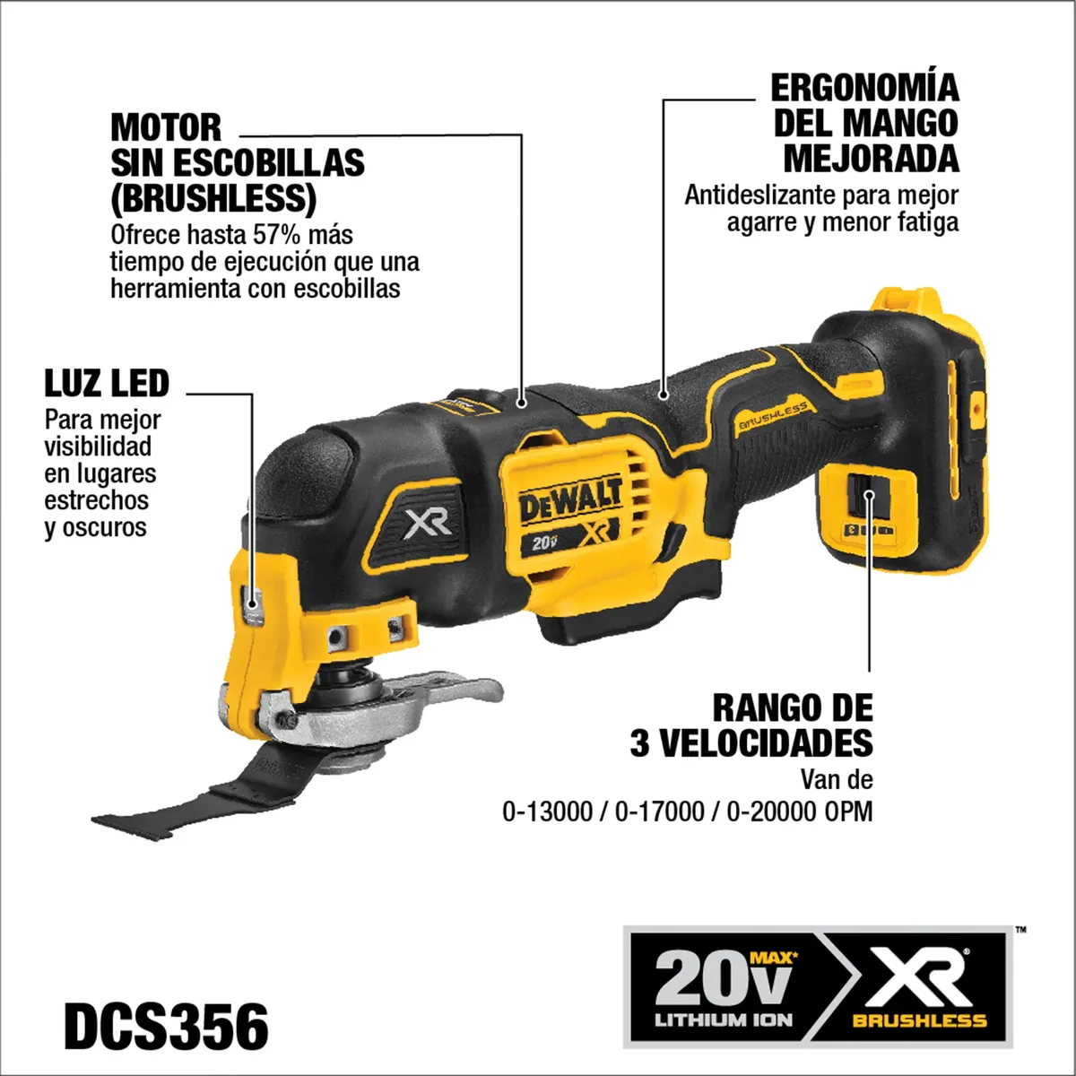 DEWALT - Herramienta Multipropósito S/Carb y S/Batería DEWALT DCS356B