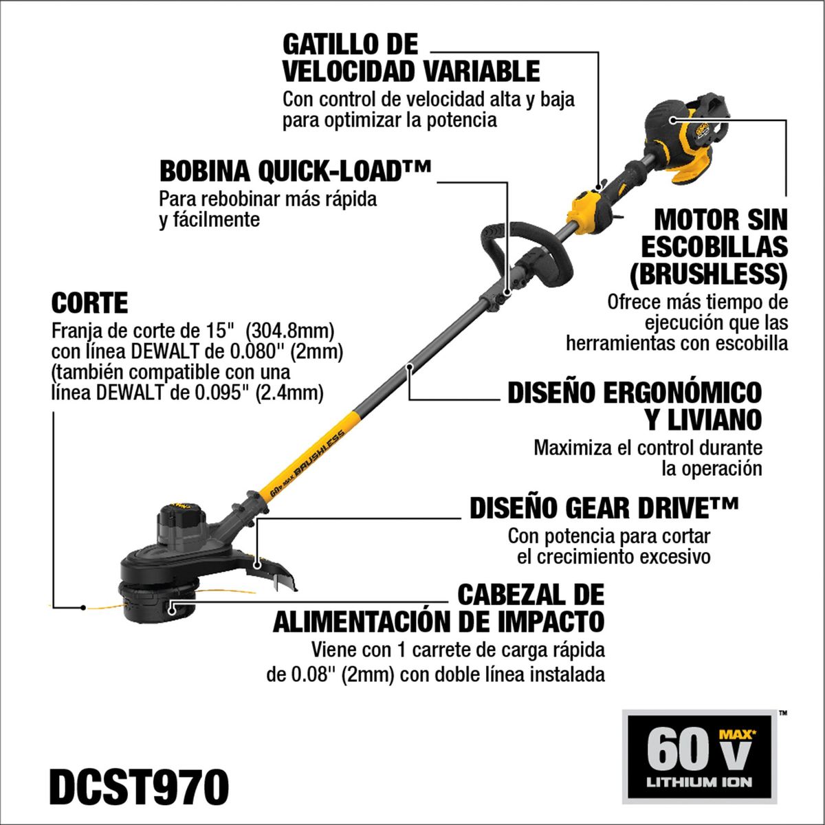 DEWALT - Orilladora 15" 60V Sin Batería DEWALT DCST970B