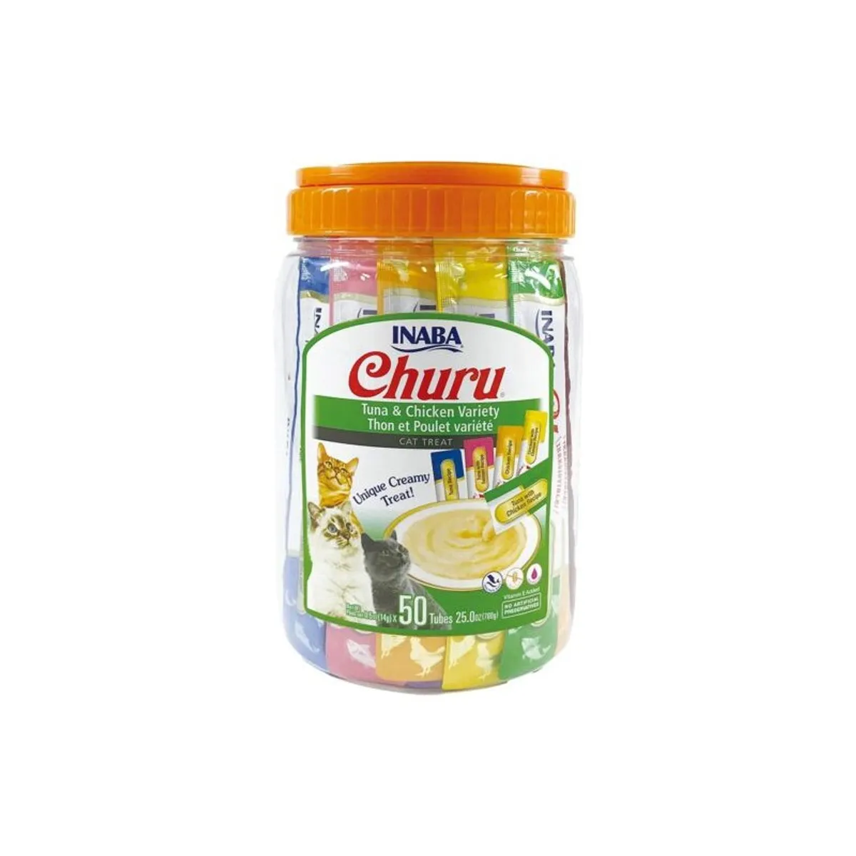 INABA - Snack Ciao Churu Pack 50 Unidades Sabor Atun y Pollo