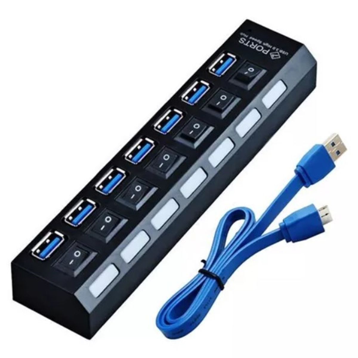 GENERICO - Hub 7 Puertos Usb 3.0 Alta Velocidad Switch Indicador Led