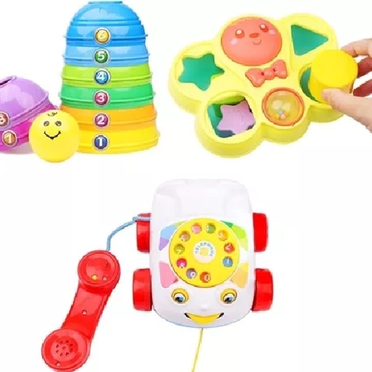 GENERICO - Set Para Bebé De 4 Actividades Teléfono Y Encajables Puzzle